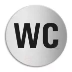 Pictogramme \"WC\" inox auto-adhésif Ø100mm épaisseur 1mm / pce