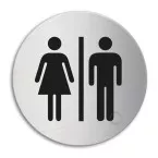 Pictogramme \"WC\"inox auto-adhésif Ø100mm épaisseur 1mm / pce