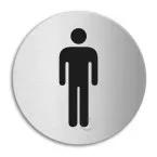 Pictogramme \"WC hommes\" inox auto-adhésif Ø100mm épaisseur 1mm / pce