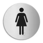 Stainless Steel Self-Adhesive Women's Restroom Sign Ø100mm Thickness 1mm / piece