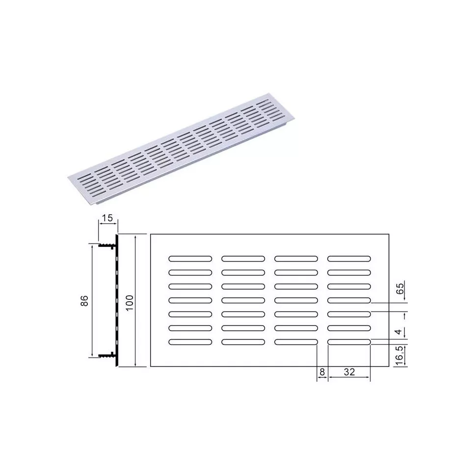 Grille de porte Renson 381 Ral 9010...