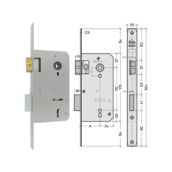 Litto sloten A2408 1-draaisleutel 65/110 rechts / pce