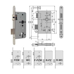 DIN Lock for Projects CES LOCKS PZW 65/72 Left/DIN R / pc