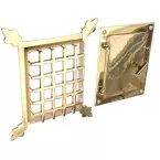 Judas bronze + portillon laiton poli 150x180mm / pce