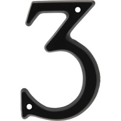 Chiffre de maison '3' aluminium noir 95mm / pce
