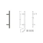 Tirant de porte T déporté Ø30 500/700mm L&L inox brossé / pce