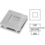 Pair of Square Closed Sockets 65x65mm, Hole Ø50mm, for 8-10mm Glass, Stainless Steel / pc