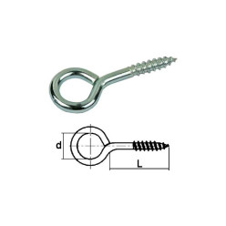 Zinc-Plated Steel Screw Eye Hooks Ø3.2x16x8mm Pack of 100