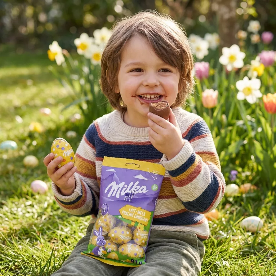 Milka paaseitjes, 81 g, melk praliné