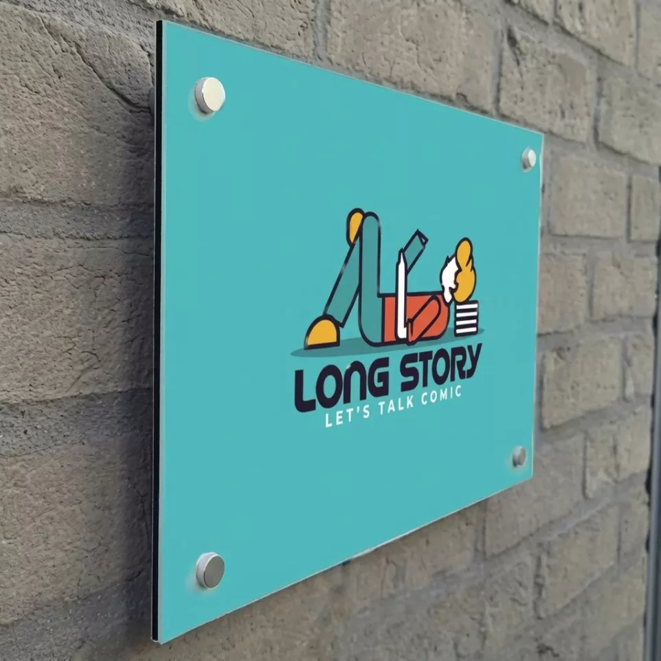 Signage with fixings