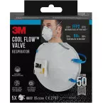 3M Cool Flow stofmasker, FFP2, met ventiel, pak van 5 stuks