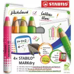 STABILO MARKdry potlood voor whiteboards, etui van 4 stuks in geassorteerde neon kleuren