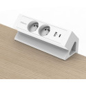 Fellowes douille Power Desk 2, 2 prises + 1 x USB-A + 1 x USB-C, blanc, pour la Belgique