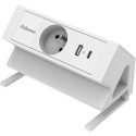 Fellowes douille Power Desk, 1 prise + 1 x USB-A + 1 x USB-C, blanc, pour la Belgique