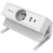 Fellowes douille Power Desk, 1 prise + 1 x USB-A + 1 x USB-C, blanc, pour la Belgique