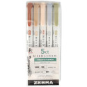 ZEBRA MILDLINER Double-Ended Highlighter, Neutral, Set of 5, Assorted Colors