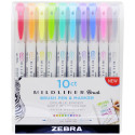 ZEBRA MILDLINER feutre pinceau et fineliner, étui de10 pièces, en couleurs assorties