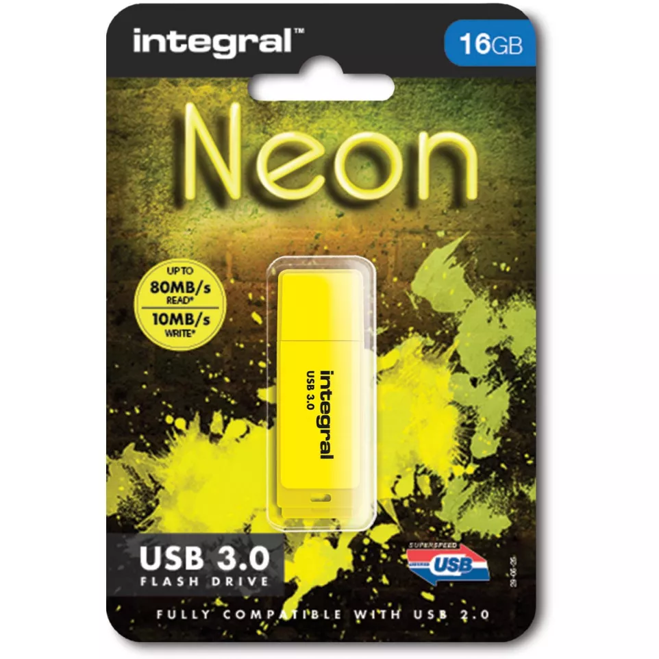 Integral Neon USB 3.0 Flash Drive, 16...