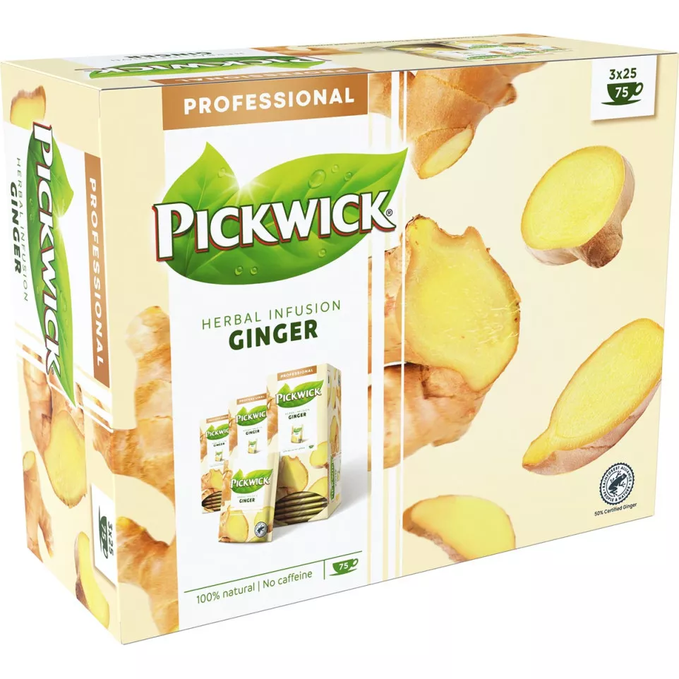 Pickwick thee, gember, pak van 25 zakjes
