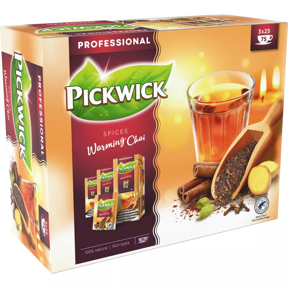 Pickwick thee, warming chai, pak van...