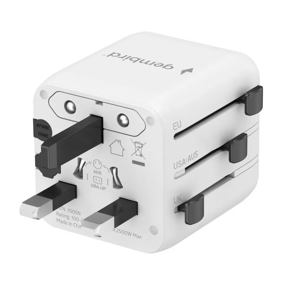 Gembird reisstekker, wit