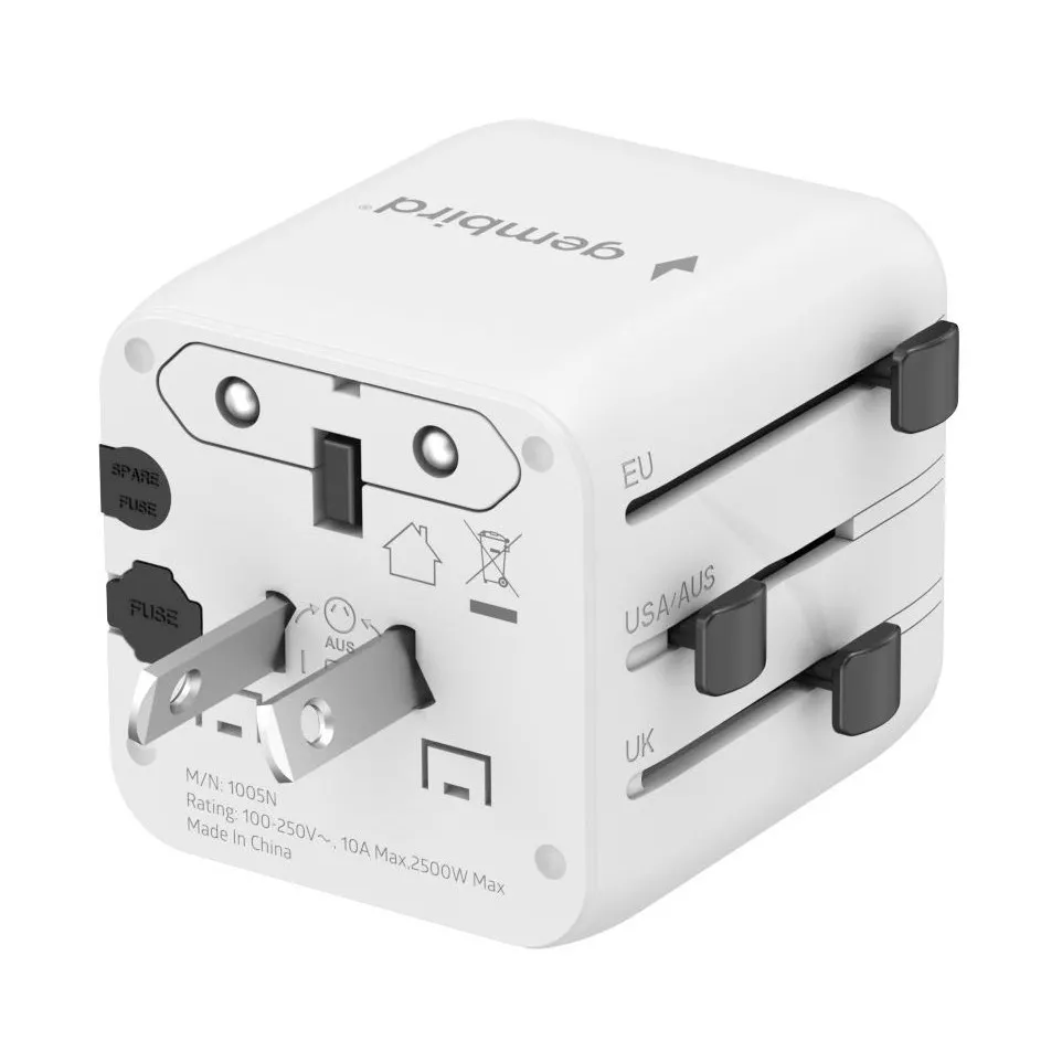 Gembird reisstekker, wit