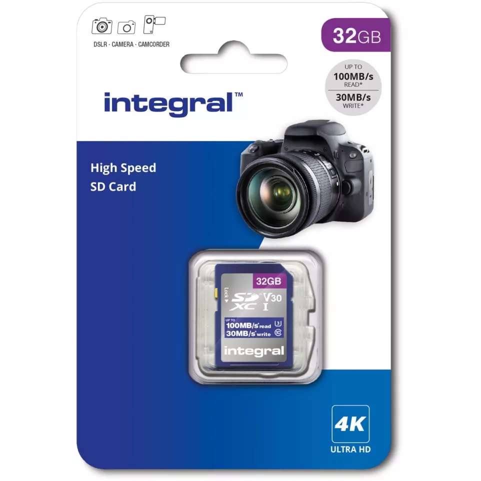 Integral carte mémoire SDXC V30, 32 Go