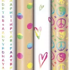 Rainbow Gift Wrap Paper, 70 cm x 1.5 m, 4 Different Patterns