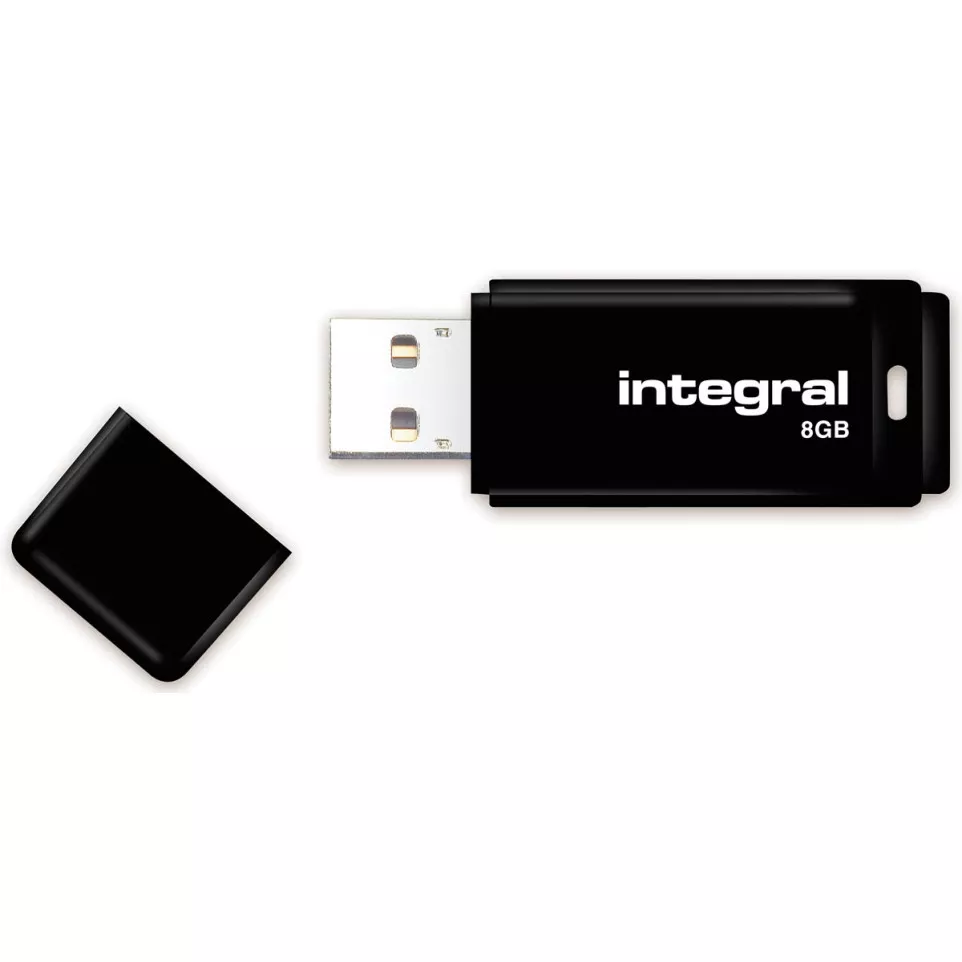 Integral USB 2.0 stick, 8 GB, zwart