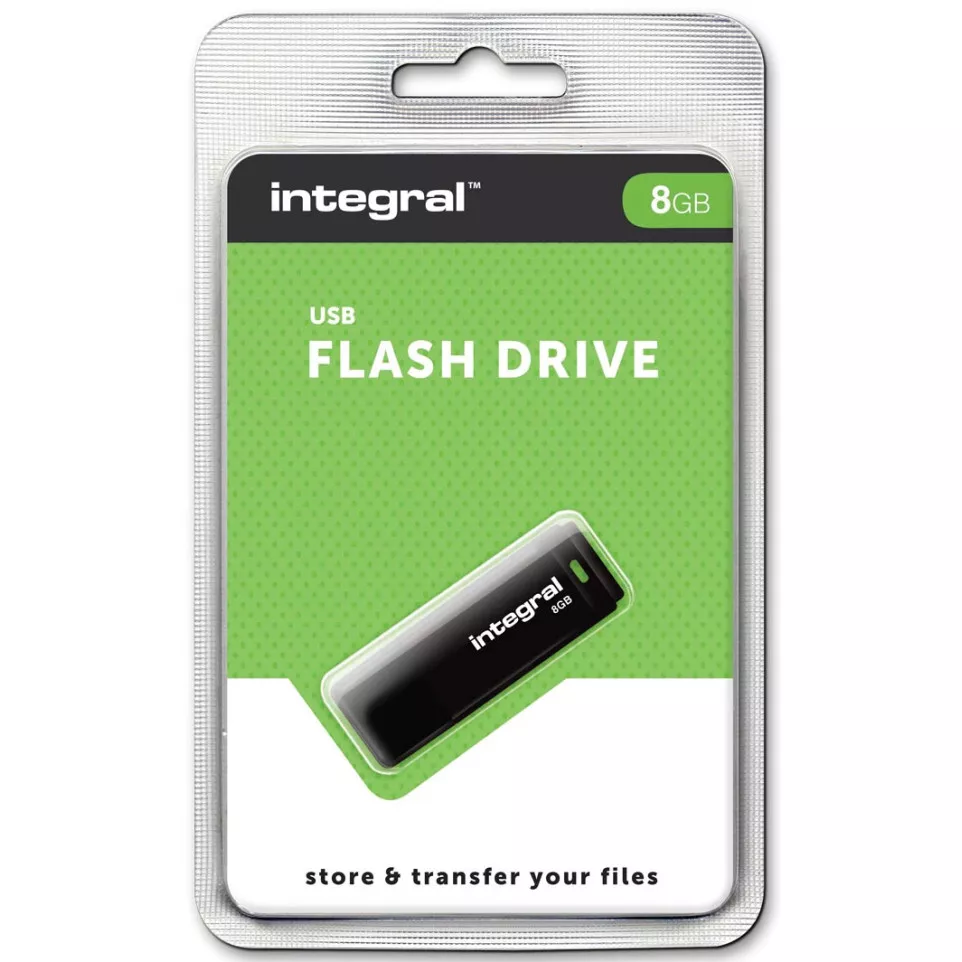 Integral USB 2.0 stick, 8 GB, zwart