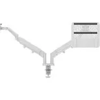 Leitz Ergo bras d'écran à faible encombrement, bras double avec bras pour ordinateur portable, gris clair