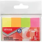 OFFICE products index, 20 x 50 mm, sachet suspendu de 4 x 50 pièces, couleurs néon assorties