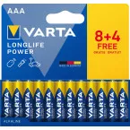 Varta Longlife Power AAA Batteries 8 Plus 4 Pack Blister