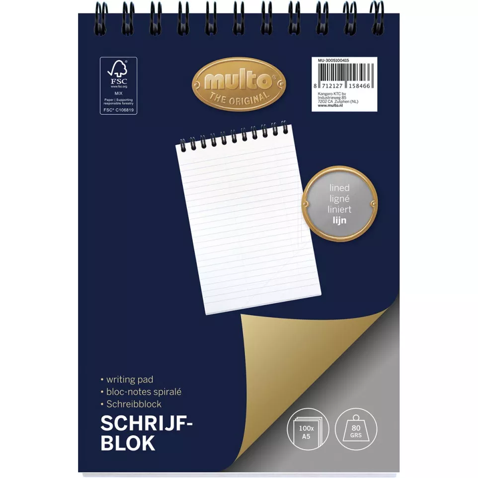 Multo bloc à spirale en haut, ft A5,...