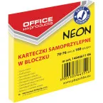 Neon Memo Block, 76 x 76 mm, 100 Sheets, Neon Yellow