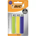 Bic Maxi briquet à pierre, couleurs assorties, blister de 3 pièces