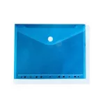 Pochette documents, fermeture velcro, ft A4, perforée, bleu, paquet de 10 pièces
