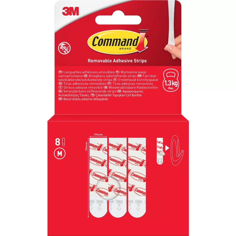 Command Medium Strips, White, Pack of 8
