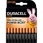 Duracell piles Plus 100%, AAA, blister 20 pièces