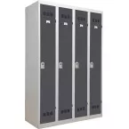 Industriële garderobekast propere industrie, 4 deuren, ft 180 x 120 cm, grijs