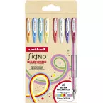 Uni-ball roller Signo Pastel, pointe moyenne, couleurs assorties, étui de 8 pièces