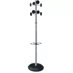 Coat Rack with Umbrella Stand, 8 Hooks, Black