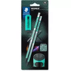 Staedtler Norix crayon graphite, HB, avec taille-crayon et gomme, vert, blister de 2 pièces