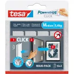 tesa Powerstrips Click Medium Maximum Load 1 kg Blister Pack of 2 x 16 Pieces