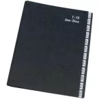 Q-CONNECT sorteermap, karton, ft A4, 12 delen, zwart