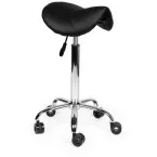Tabouret selle de cheval sans anneau repose-pieds, sans dos, piston haut, noir