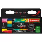 STABILO Free Acrylic Marker T300 Urban, Round Tip 2-3 mm, Assorted Colors, Pack of 5 Pieces
