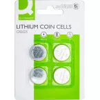 Q-CONNECT knoopcel, lithium, CR2025, blister van 4 stuks