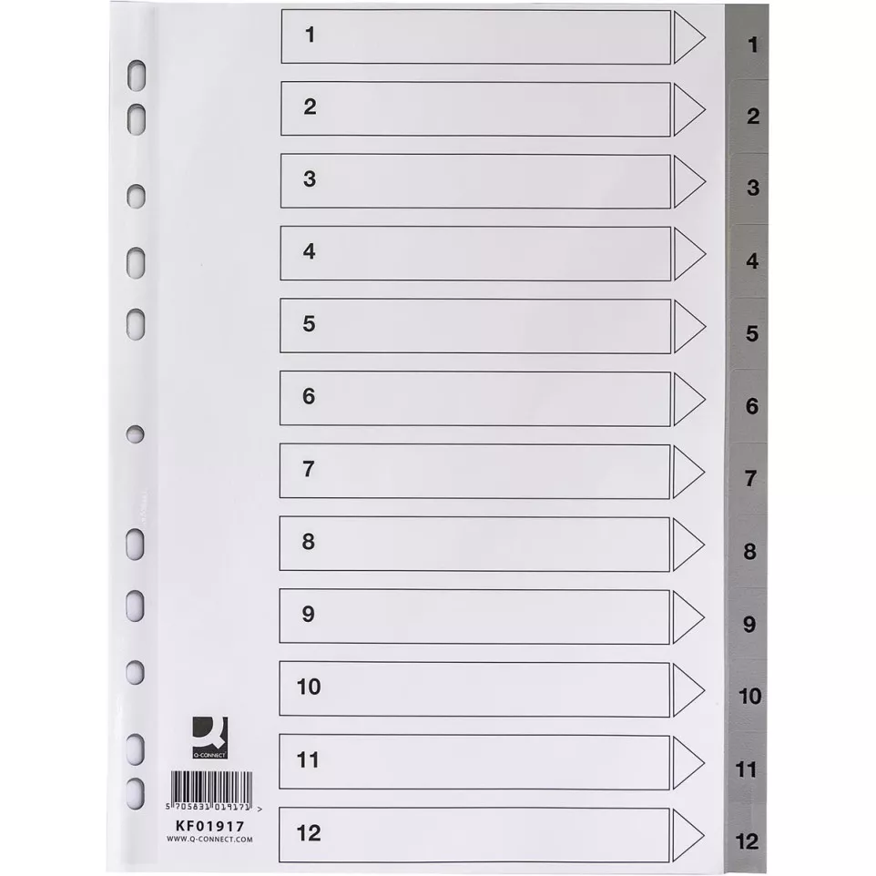 Q-CONNECT intercalaires, A4, PP, 11...