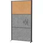 MAULconnecto partition, 1 cork board, 2 dark grey panels, anthracite frame, freestanding